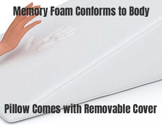 Memory Foam Wedge Pillow Conforms to Body and Comes with Removable and Washable Cover